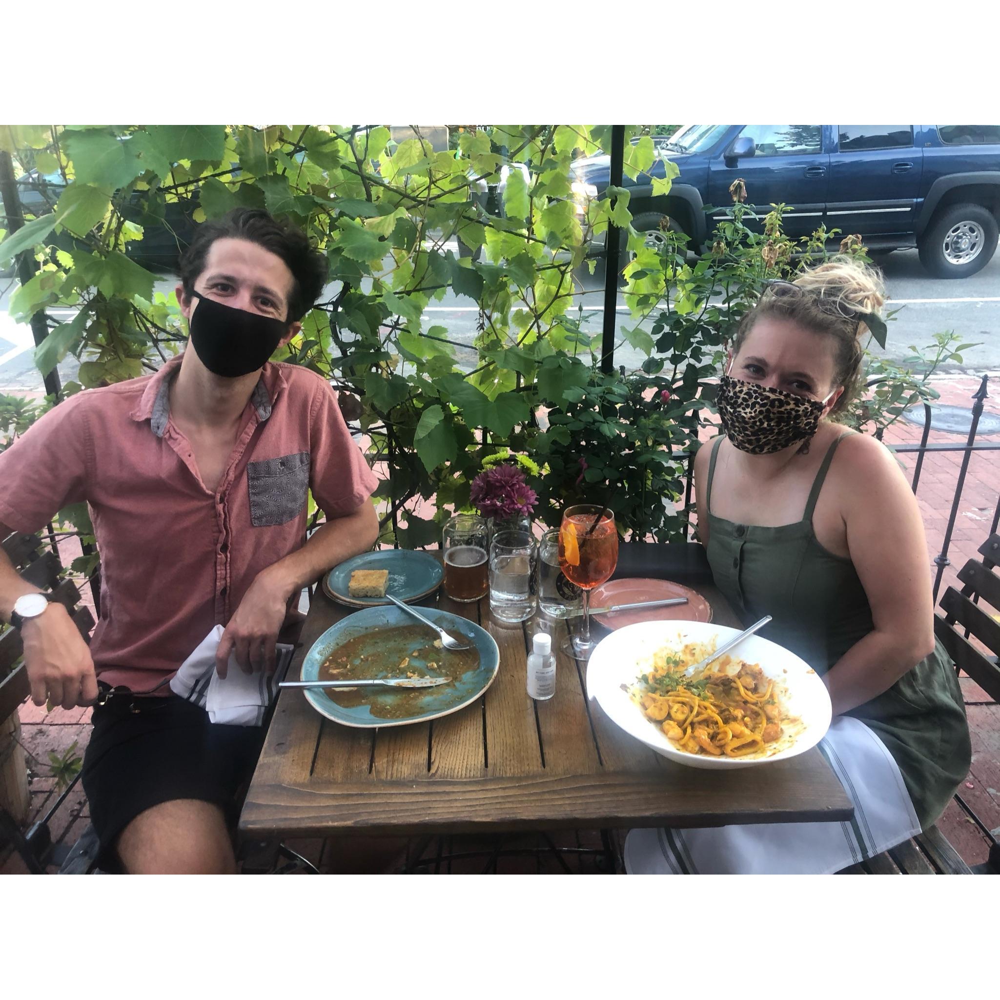 This picture isn't the most flattering BUT the wait staff thought Dane was proposing later and he didn't have the heart to tell them he changed plans (August 2020) (still waiting for that ring)