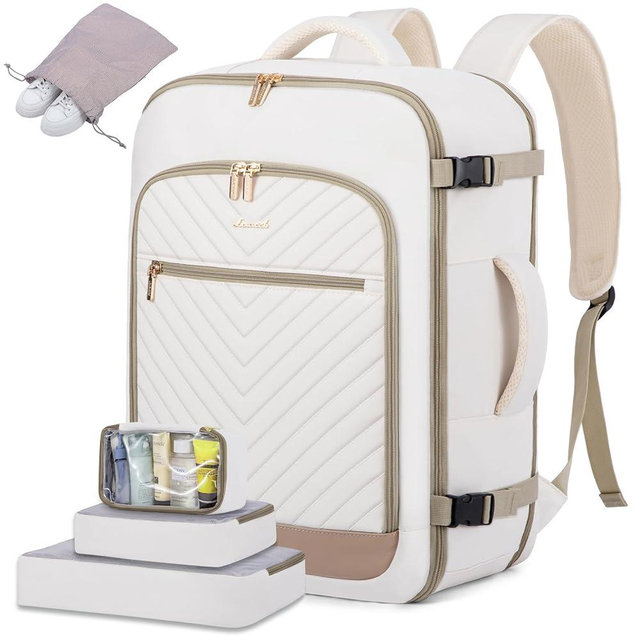 LOVEVOOK Travel Backpack For Women,40L Carry On Backpack Flight Approved,TSA Personal Item Travel Bag Fits 17 Inch Laptop,Business Weekender Overnight Daypack with Toiletry Bag and 2 Packing Cubes