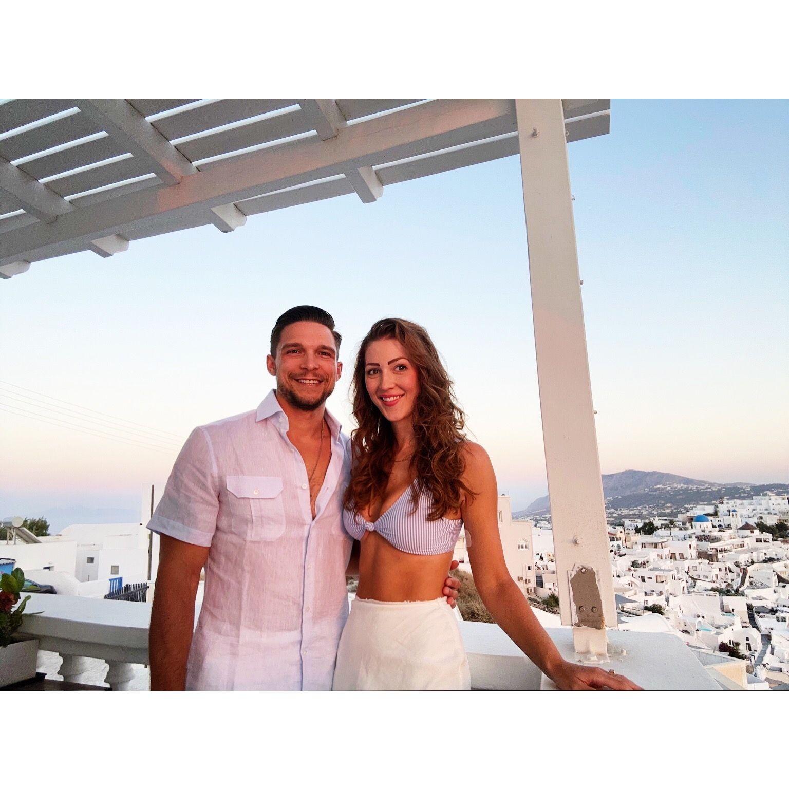 On a romantic getaway to Santorini