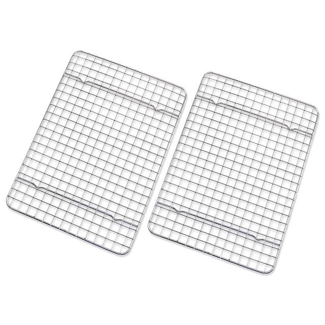 Checkered Chef Cooling Rack - Set of 2 Stainless Steel, Oven Safe Grid Wire Racks for Cooking Baking - 8” x 11 ¾"