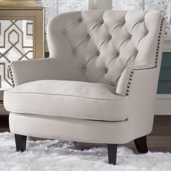 Parmelee Tufted Upholstered Linen Wing back Chair