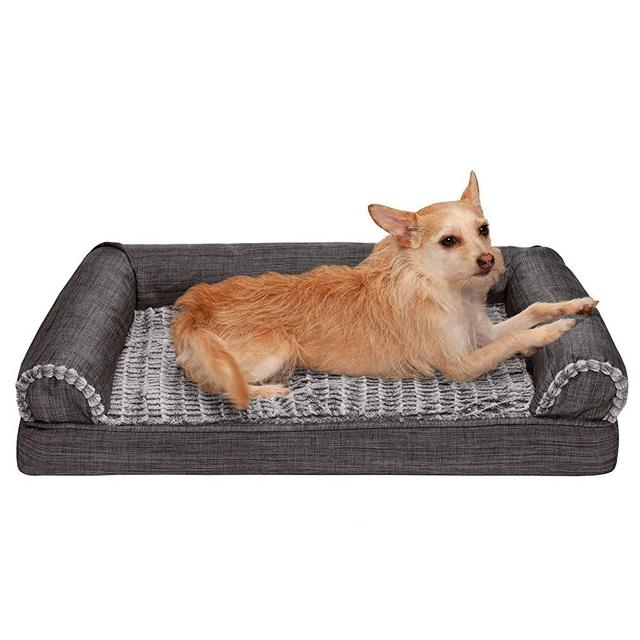 Furhaven Orthopedic, Cooling Gel, and Memory Foam Pet Beds for Small, Medium, and Large Dogs and Cats - Luxe Perfect Comfort Sofa Dog Bed, Performance Linen Sofa Dog Bed, and More
