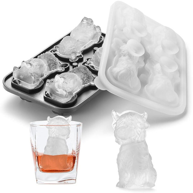 Nax Caki 3D Highland Cow Ice Cube Tray, Large Silicone Fun Shapes Ice Cube Mold for Whiskey,Cocktails, Bourbon, Cute Highland Cow Gifts for Holiday Stocking Stuffers