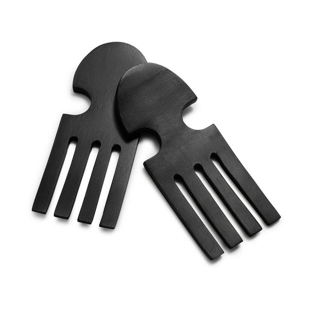 Black Acacia Wood Salad Hands, Set of 2
