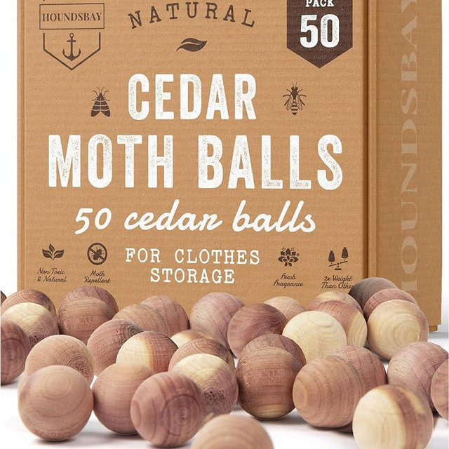 50 Cedar Balls for Clothes - Fresh Smell for Closets and Drawers - Protection for Garments - Cedarwood Closet Freshener & Protects from Moths - Wood Block for Drawer & Storage