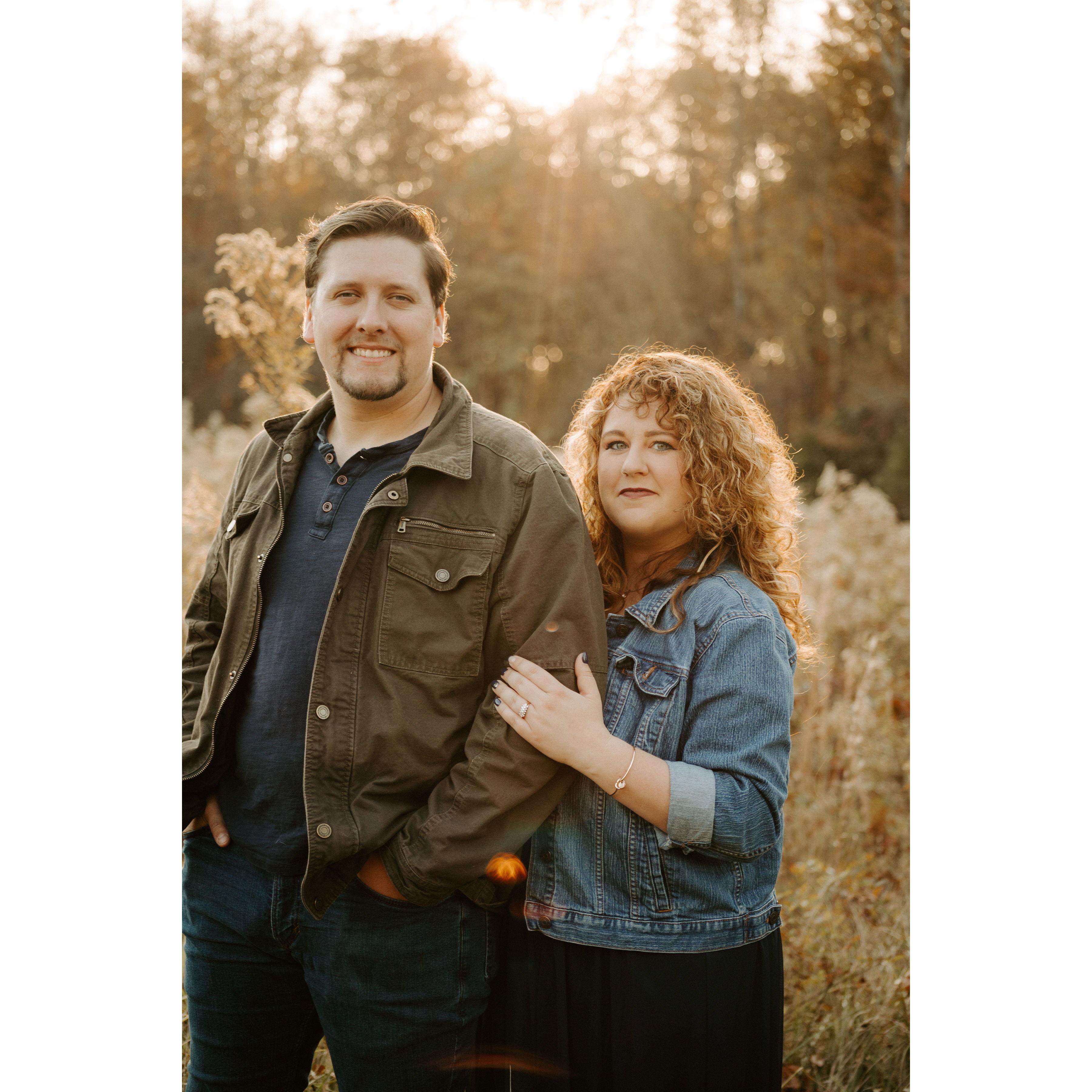 Our friend Taylor did an amazing job taking fall golden hour engagement photos for us!