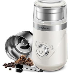 SHARDOR Electric Super Silent Blade Coffee Grinder, Timed Grind Control Rotary Knob, Adjustable Coarse to Fine for Coffee Beans, Spices & Herbs, with 1 Removable Stainless Steel Bowl, Cream