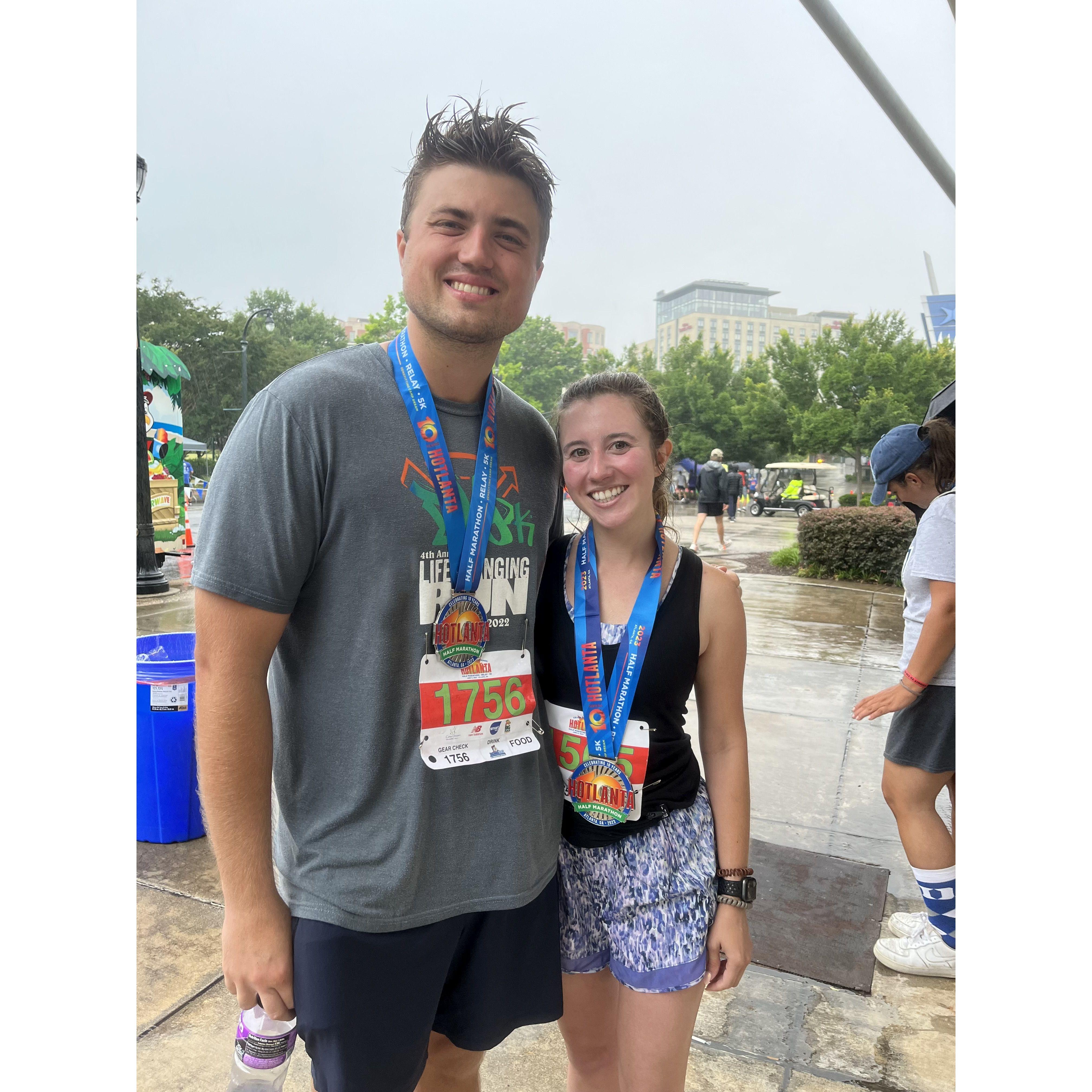 The two ran a half marathon together for the first time in Atlanta