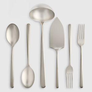 Gia Minimalist 6 Piece Serving Utensil Set - Brushed Stainless Steel