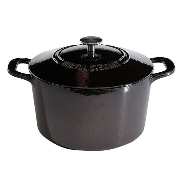 MARTHA STEWART Gatwick 7 QT Enamel Cast Iron Dutch Oven, Grey