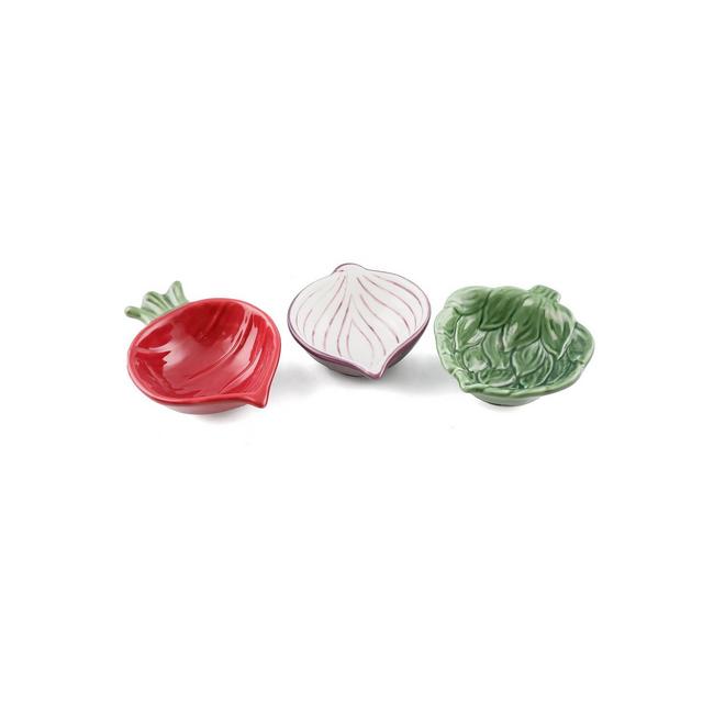 Thirstystone La Dolce Vita Set of 3 Ceramic Artichoke, Onion & Beat Condiment Bowls