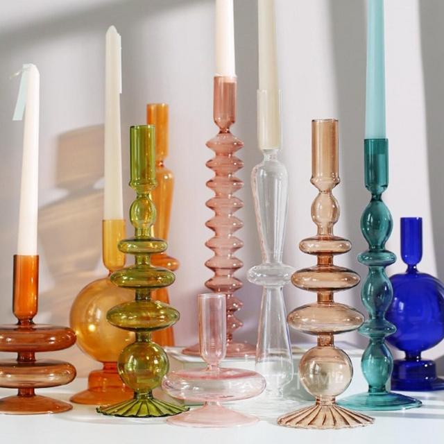 Colorful Glass Candlestick Holders ,...