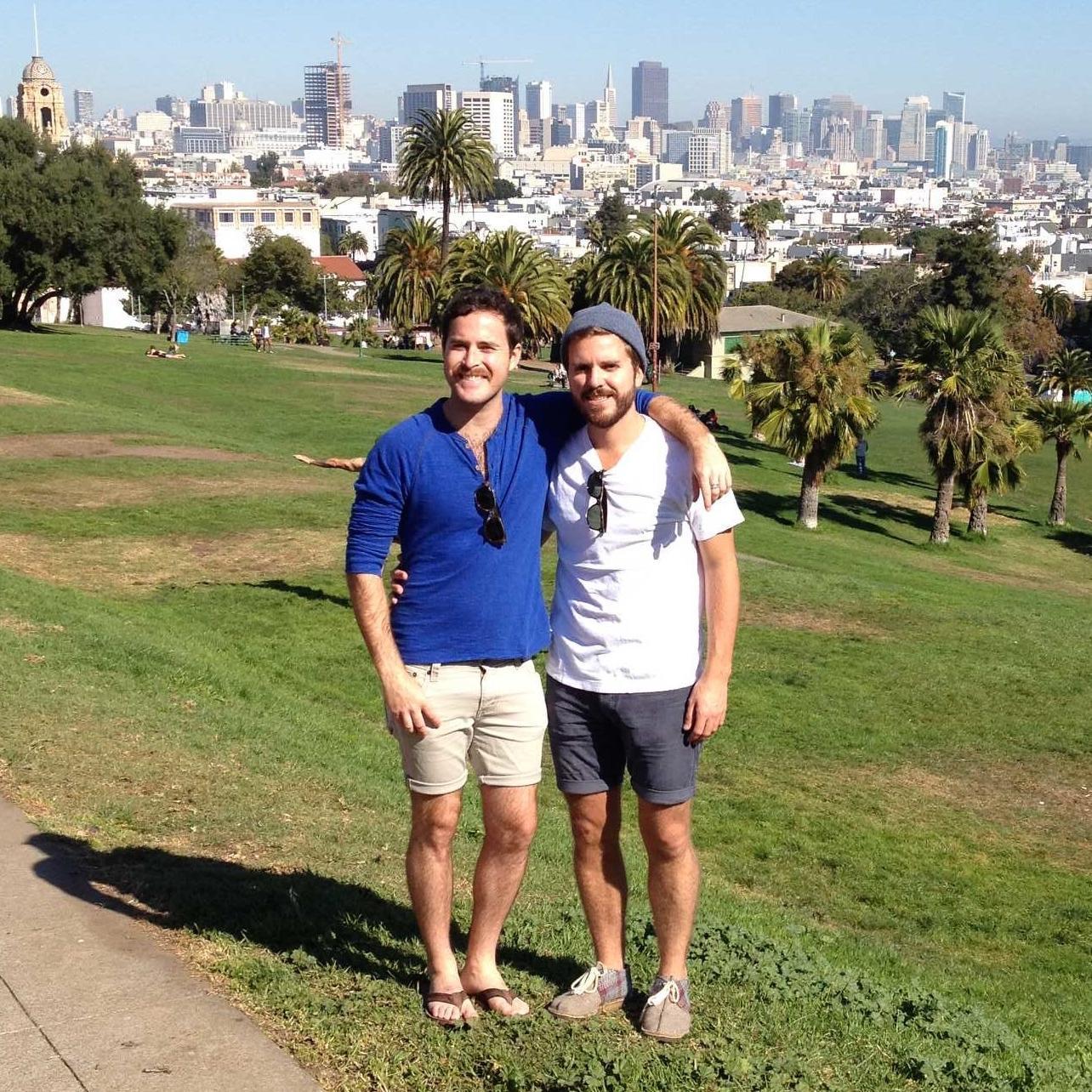 Top of Dolores Park in March 2014. Guess the grass was wet? Usually it's packed.