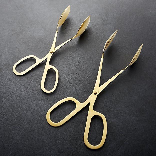 Gold Scissor-Handled Serving Tongs - Large - www.crateandbarrel.com