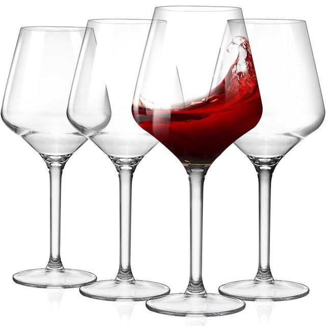 CALBODE Plastic Wine Glasses Set of 4 16oz Unbreakable Wine Glasses with Stem Reusable Red Wine Cups Dishwasher Safe Ideal for Poolside, Outdoors, Camping, and All Event
