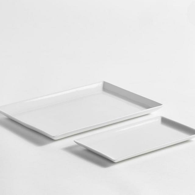 Entertaining Essentials Porcelain Rectangular Nesting Serving Platters, Set of 2