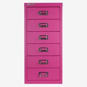 Bisley 6-Drawer Under-Desk MultiDrawer Steel Cabinet (fuschia)