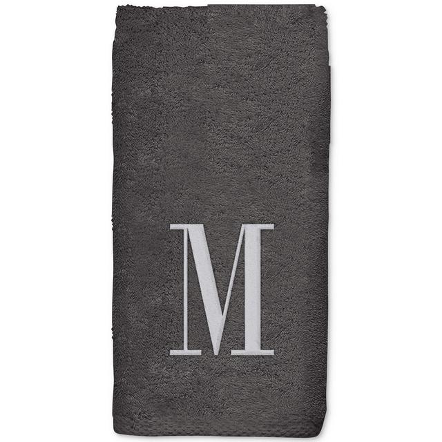 Avanti Grey Monogram Embroidered Bath Towel