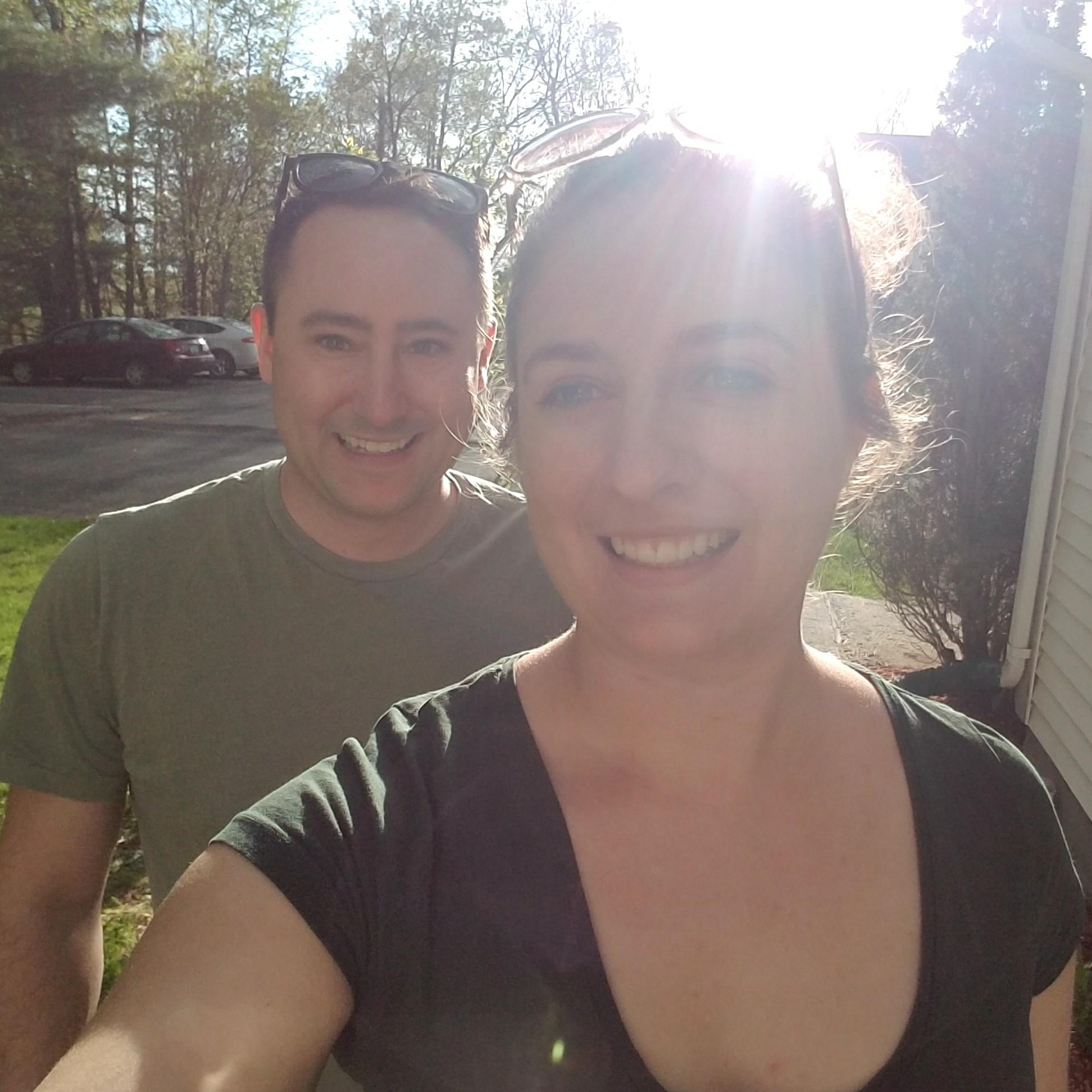 We hadn't taken any first home pictures so Chelsea had to do some selfies to document as we planted flowers for our front walkway!