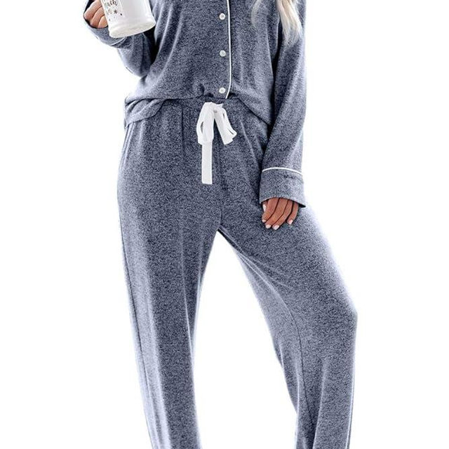 Aamikast Women's Pajama Sets Long Sleeve Button Down Sleepwear Nightwear Soft Pjs Lounge Sets