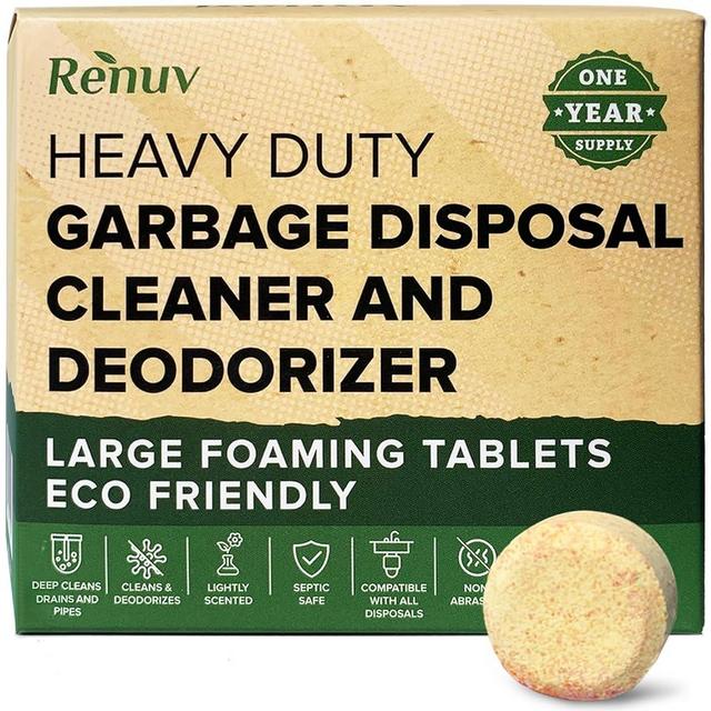 Renuv Garbage Disposal Cleaner and Deodorizer Tablets Heavy Duty Eco Friendly, Odor Eliminator, Degreaser, Dissolves Organic Waste Residue & Buildup 1 Year Supply