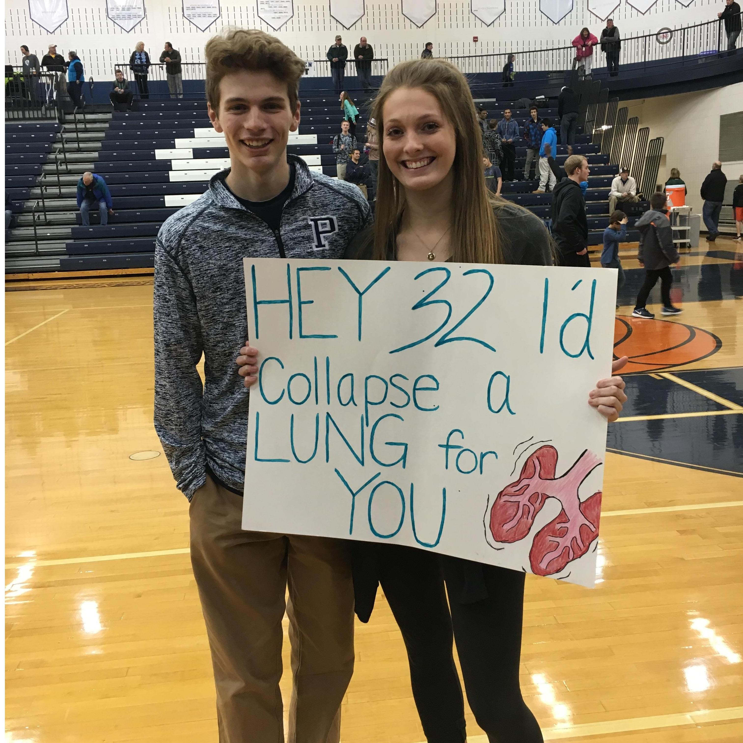 this was taken at peter's basketball game, shortly after he collapsed his lung, 2016
