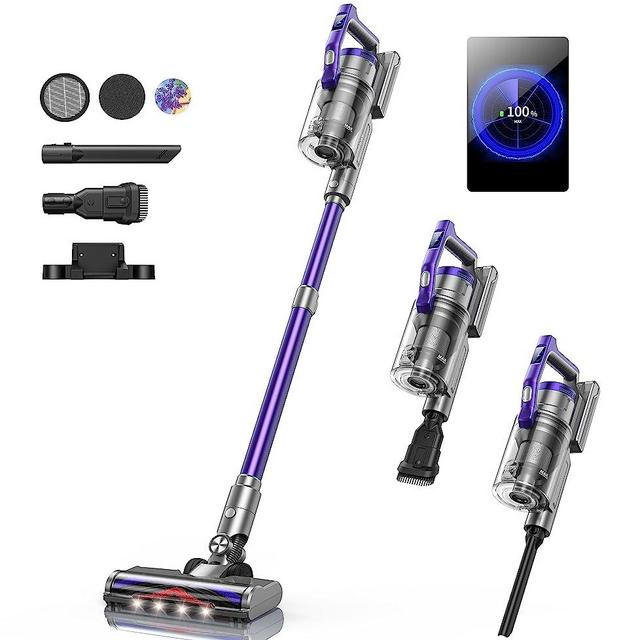 Cordless Vacuum Cleaner, 450W Stick Vacuum Cleaner, OLED Color Screen Display, Up to 55mins, 8 Animation Modes, Multi-cone Filtration, Handheld Vacuum for Hardwood Floors, Carpets, Pet Hair S14