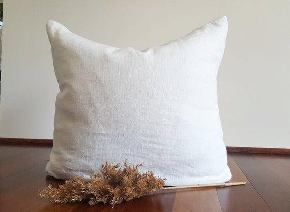 Linen Euro Sham in Warm White, Linen Euro Pillow Cover 24x24, Custom Linen Pillow Sham, Envelope Pillow case, Linen Throw Pillow case