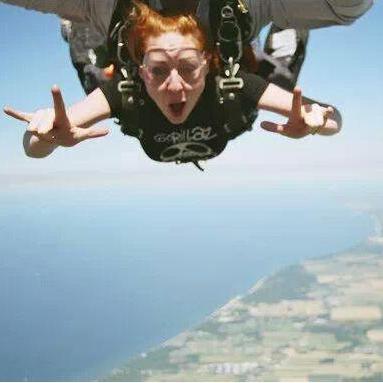 Lexy's first dive over Long Island.