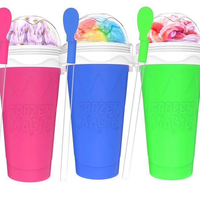 3PCS Slushie Maker Cup,DIY Magic Quick Frozen Smoothies Cups for Homemade Milk Shake Ice Cream Maker, Cooling Cups, Double Layer Squeeze Slushy Maker Cup,Birthday Funny Gifts for Friends &Family