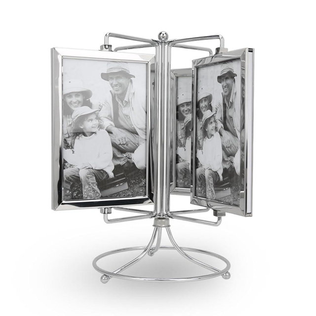 Natudeco Photo Frame Rotating Menu Frame Metal Photo Frame Carousel Album Photo Carousel Suitable for Kitchen Bedroom Corridor Living Room Dining Table Decoration 10.8 x 10.6 Inches