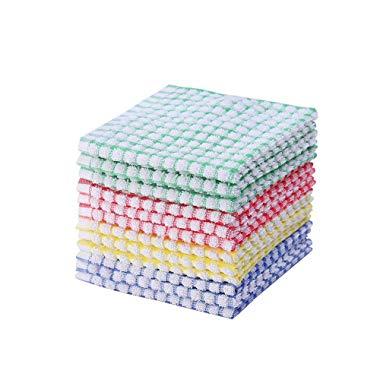 Kitchen Dishcloths 12pcs 11x12 Inches Bulk Cotton Kitchen Dish Cloths Scrubbing Wash Cloths Sets (Mix color)