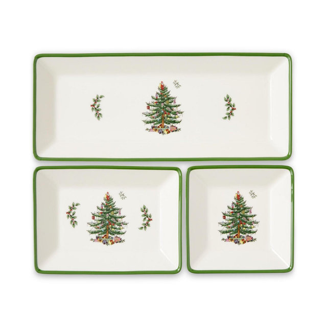 Spode Christmas Tree Traditional 3 Piece Nesting Tray