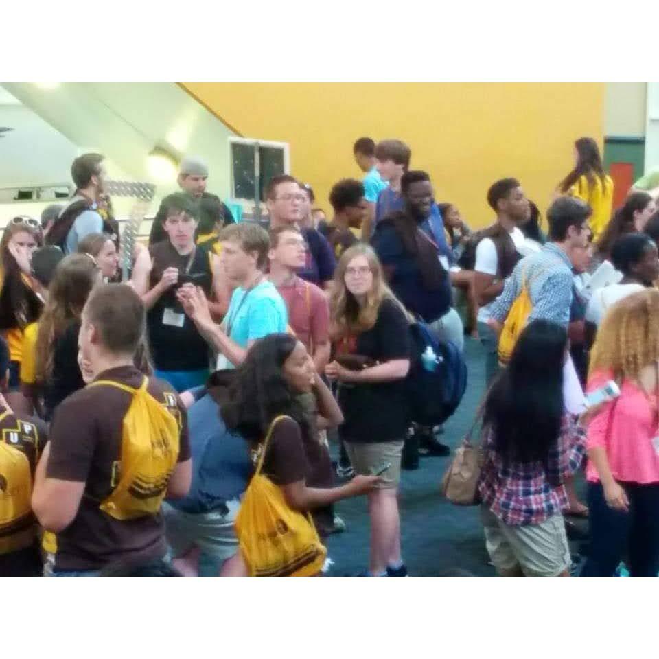 First known photo of Dave and Leslie together (photo credit to Ann Maier).  Taken at Rowan orientation in 2015.