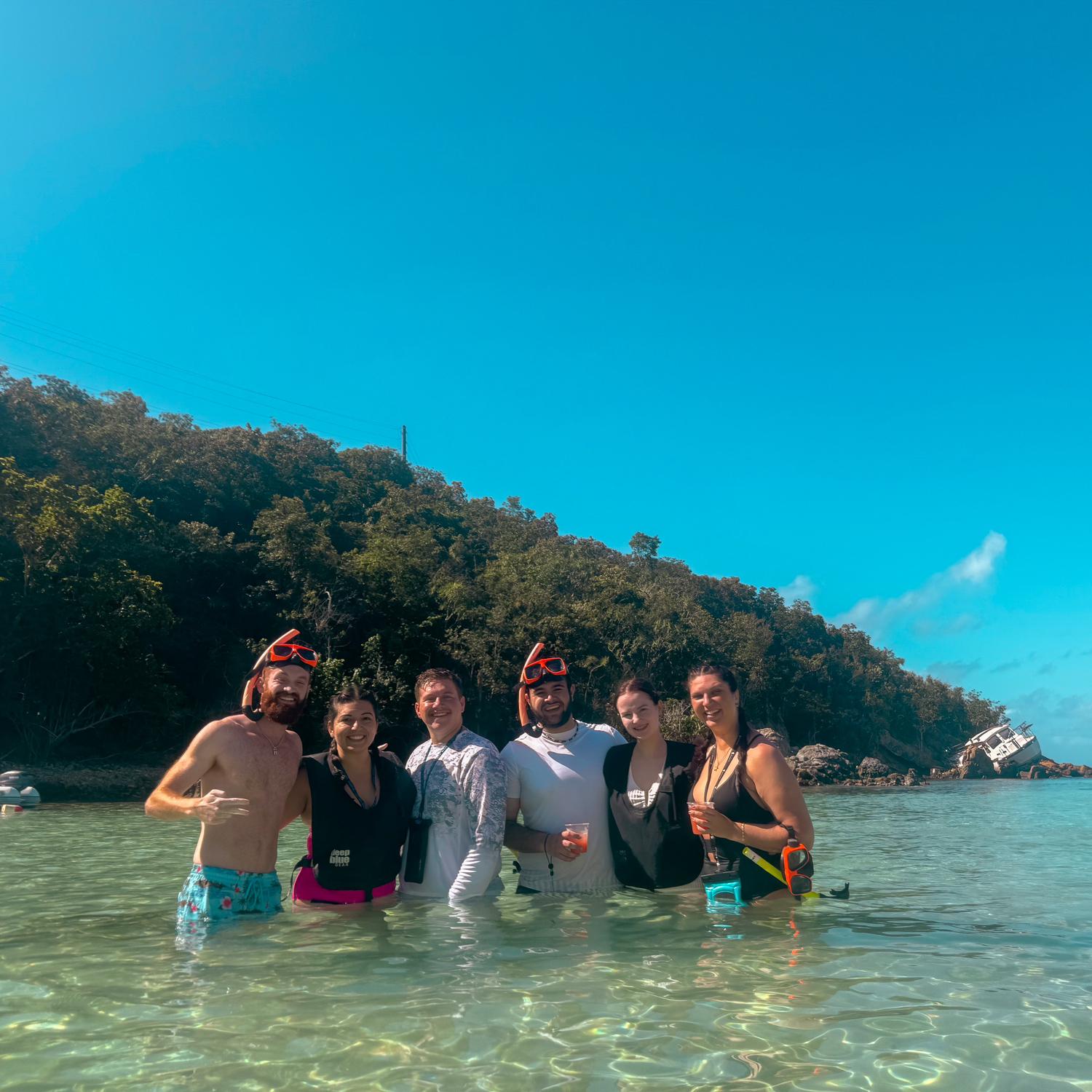 Snorkeling during our bachelor/bachelorette cruise in St. Thomas with our wedding party.