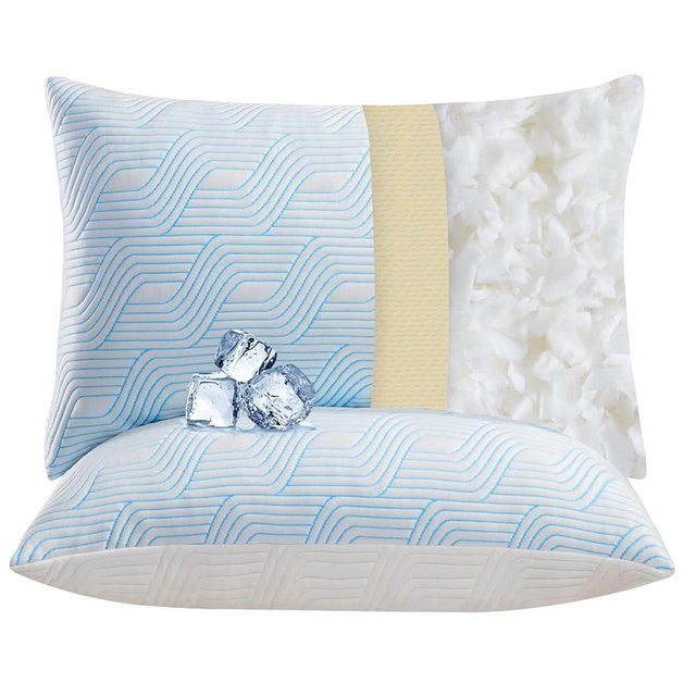 VONPURE Cooling Bed Pillows for Sleeping 2 Pack Shredded Memory Foam Pillows Queen Size Set of 2 Adjustable Soft Supportive Pillow for Back Stomach Side Sleepers Washable Removable Cover