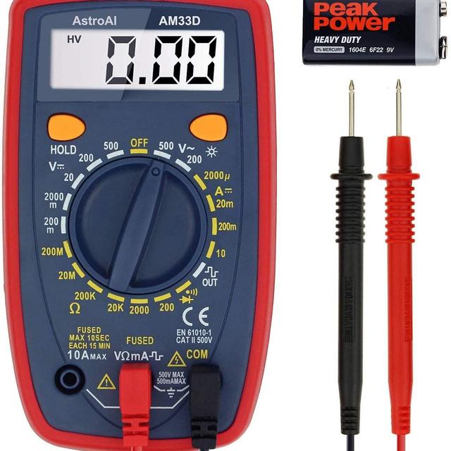 AstroAI Multimeter 2000 Counts Digital Multimeter with DC AC Voltmeter and Ohm Volt Amp Tester ; Measures Voltage, Current, Resistance; Tests Live Wire, Continuity