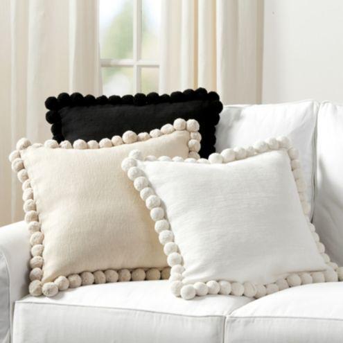 Terra Pom Pom Pillow- White