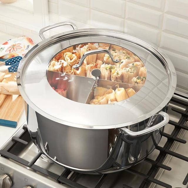 Zenith Deals Princess House Vida Sana Classic 60-Qt. Stockpot with Steaming Rack, Ideal for Tamales, Soups, Stews, Crab Boils & Family Meals, Premium Stainless Steel, Even Heat, Dishwasher Safe