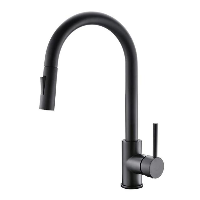 Havin Black Kitchen Faucet with Pull Down Sprayer, High Arc Stainless Steel Material, with cUPC Ceramic Cartridge, Fit for 1 Kitchen Sink or Laundry Sink,Matte Black Color HV501B