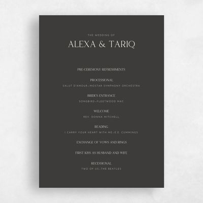 Grey Simple Wedding Program - Sharpe
