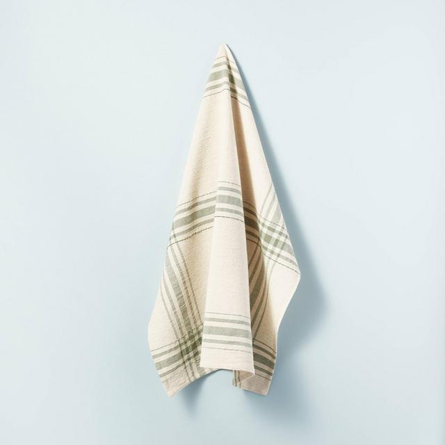 Plaid Flour Sack Kitchen Towel Green/Natural - Hearth & Hand™ with Magnolia