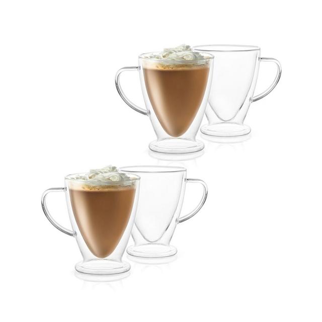 JoyJolt Declan Irish Coffee Double Wall Insulated Mugs, Set of 4