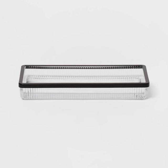 Ribbed Glass Tray Black - Threshold™