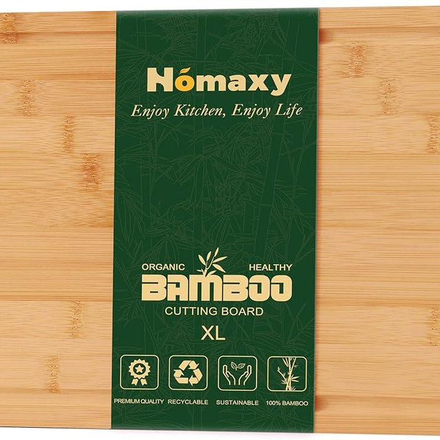 Homaxy Extra Large Organic Bamboo Cutting Boards for Kitchen, 18"x12" Wooden XL Cutting Board with Juice Groove and Handles, Charcuterie Butcher Block Wood Serving & Chopping Board - Pre Oiled