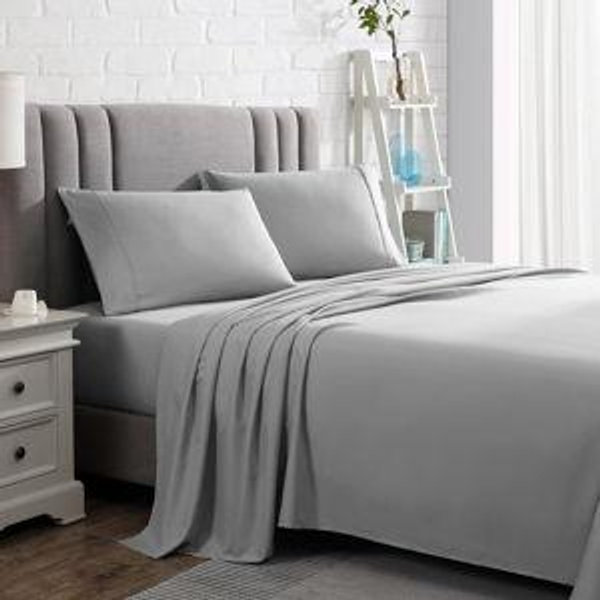 American Home Collection 4 Piece Full Size Bedding Sheets (Full, Light Grey)