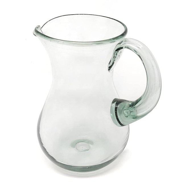 Mexican Hand Blown Glass Pitcher – Natural Clear Design (84 oz)