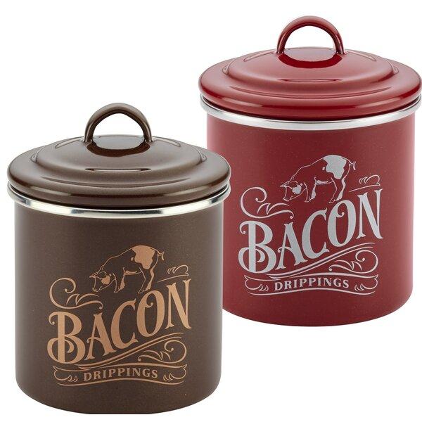 Enamel on Steel Bacon Grease 2 Container Food Storage Container Set