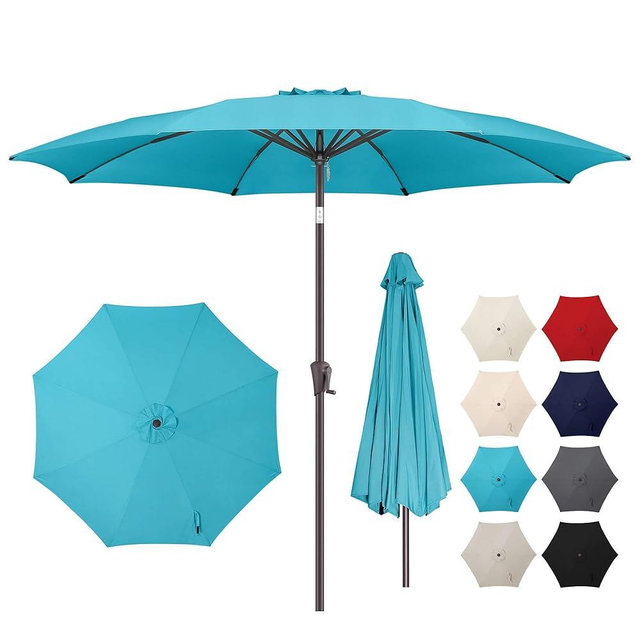 AckMizz 11ft Outdoor Patio Umbrella - Table Umbrella Waterprool UV Protection, Sombrillas de Patio with Push Button Tilt&Crank, Sun Umbrella for Pool, Porch, Garden, Deck, Backyard(Sky Blue)