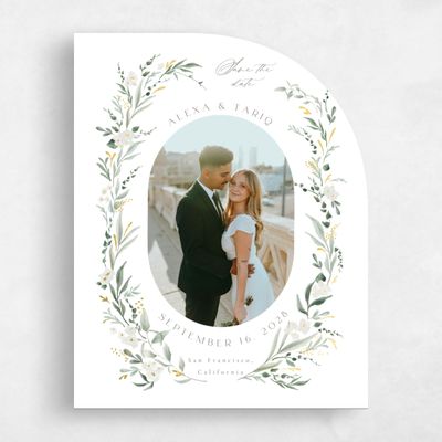 White Half arch Wedding Save the Date - Darcy Photo Foil